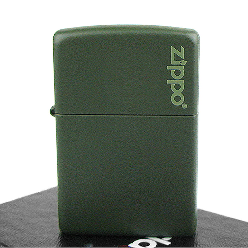 【ZIPPO】美系~LOGO字樣打火機~Green Matte軍綠烤漆-寬版