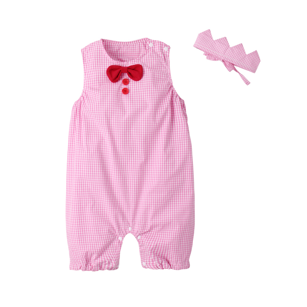 baby童衣 經典格紋圓領無袖連身衣附頭飾 兩件組 60355 product image 1