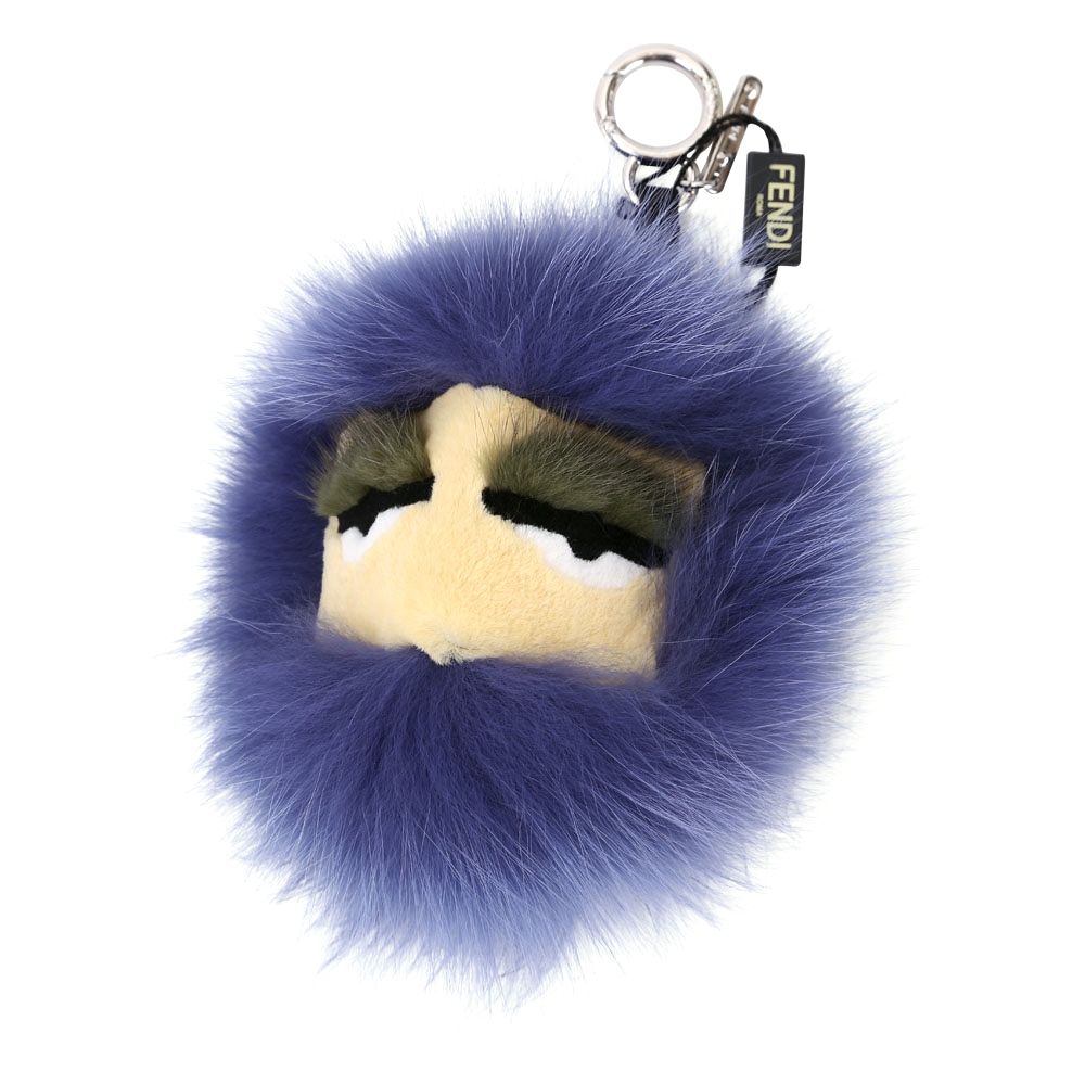 FENDI BAG BUGS 魔魔系列狐狸毛拼接吊飾(藍紫色)