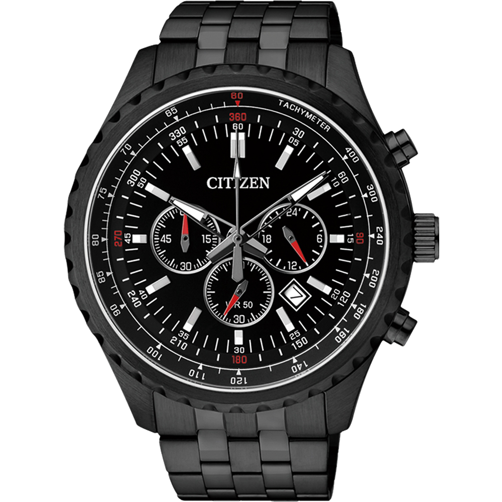 CITIZEN 追尋之旅三眼計時腕錶(AN8065-53E)-黑/45mm