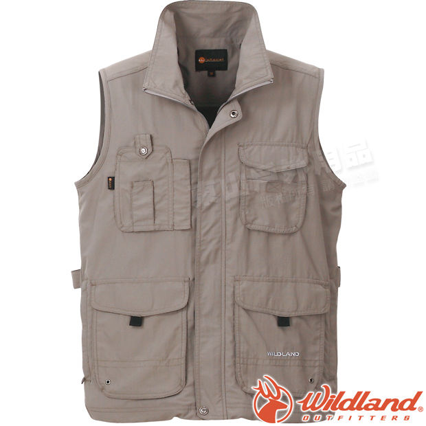 Wildland 荒野 W1705-82卡其色 中性 透氣抗UV休閒背心 多口袋
