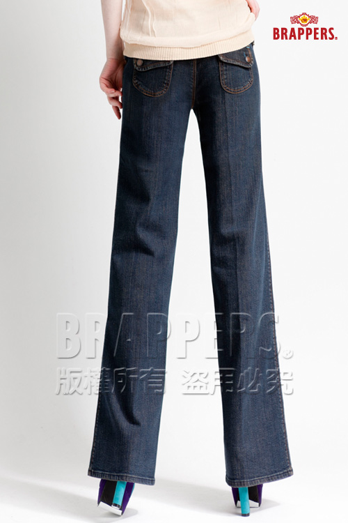 BRAPPERS 女款 新美腳二代系列-彈性寛版褲-藍