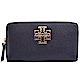 TORY BURCH  BRITTEN 金屬LOGO全皮革拉鍊長夾-黑 product thumbnail 1