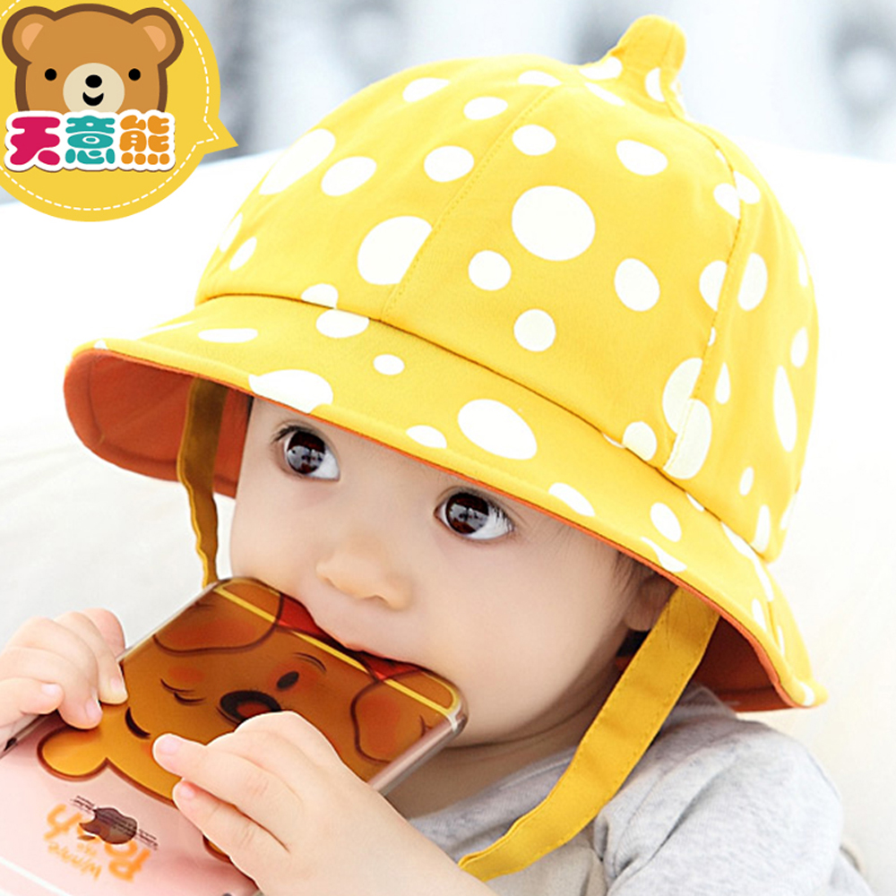 韓版-可愛點點兒童盆帽