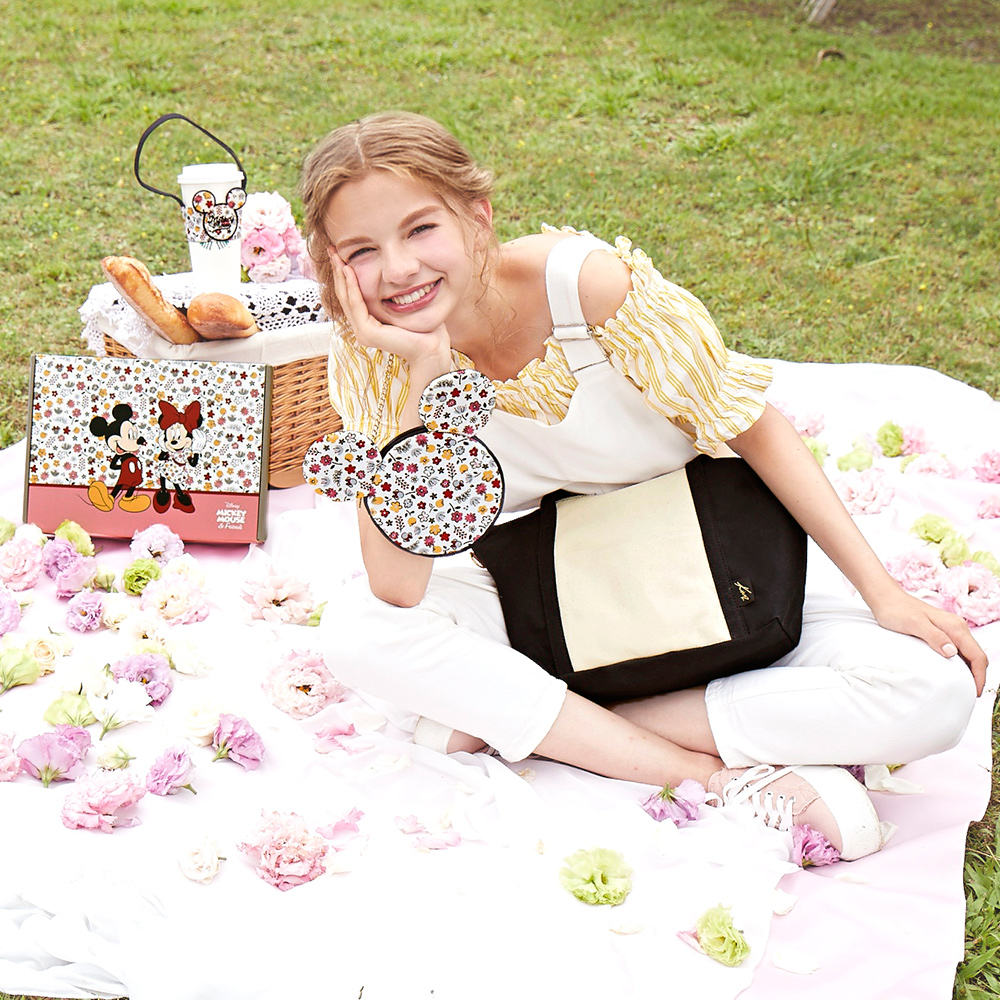 花園米奇米妮系列-甜蜜季節兩用帆布托特包-幸福白