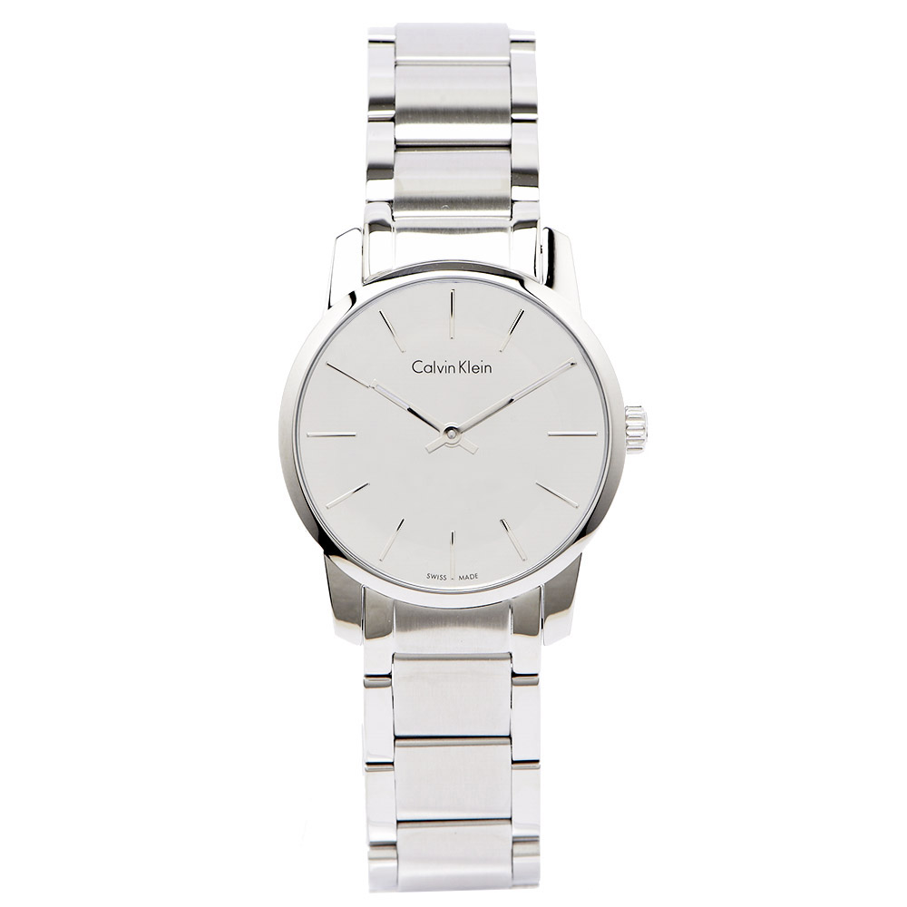 CK 城市極簡未來感銀色女性手錶(K2G23148)-鏡面/31mm