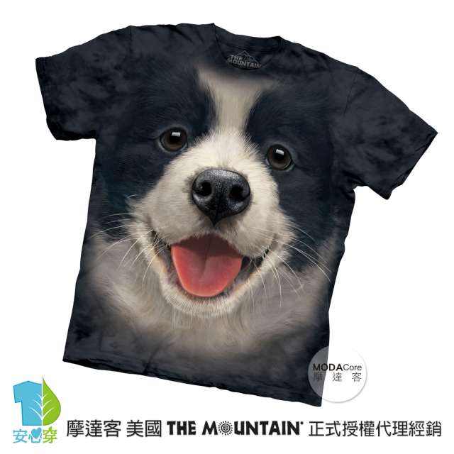 摩達客 美國進口The Mountain小邊境牧羊犬微笑 短袖T恤