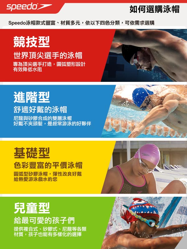 SPEEDO 成人 尼龍泳帽 Boom Endurance 紅