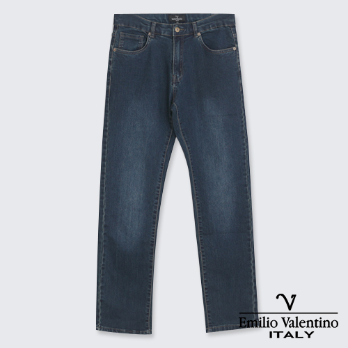 Emilio Valentino 范倫提諾彈性合身牛仔褲-深藍