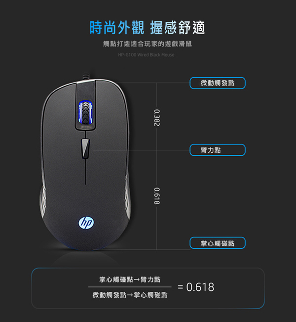 HP有線電競滑鼠 G100