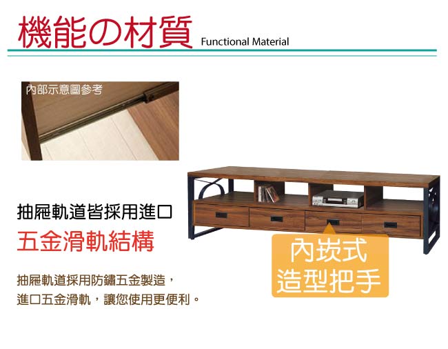 品家居 莎多7尺胡桃木紋長櫃/電視櫃-210.2x40.2x50.5cm免組