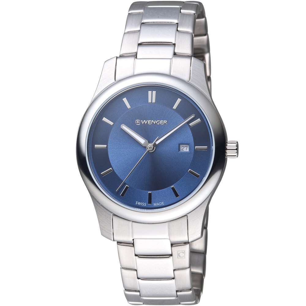WENGER City 城市系列 經典簡約時尚腕錶-藍色/34mm