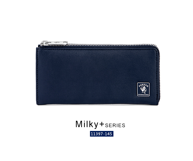 PORTER - 復刻新作MILKY+拉鍊式長夾 - 深藍