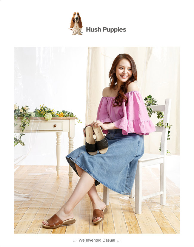 Hush Puppies HART 舒適減壓涼拖鞋-黑色