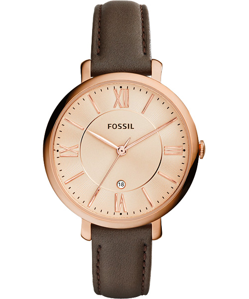 FOSSIL Jacqueline 羅馬風采時尚腕錶-玫瑰金x咖啡/36mm
