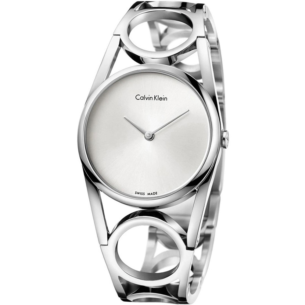 Calvin Klein K5U round 系列 經典手環錶款-銀白/33mm