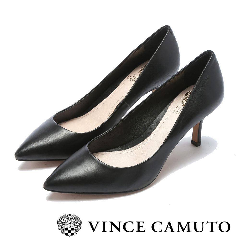 Vince Camuto 真皮質感尖頭中跟鞋-黑色