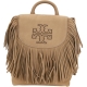 TORY BURCH Harper Fringe 流蘇飾邊麂皮後背包(Mini/駝色) product thumbnail 1