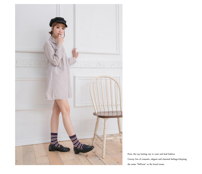 蒂巴蕾 流行女棉襪-細彩條紋