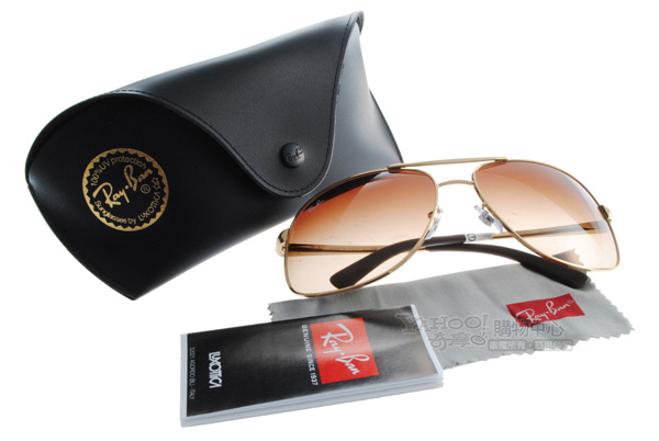 RAY BAN太陽眼鏡 經典品牌/金-漸層棕色#RB3387 00113(大版)