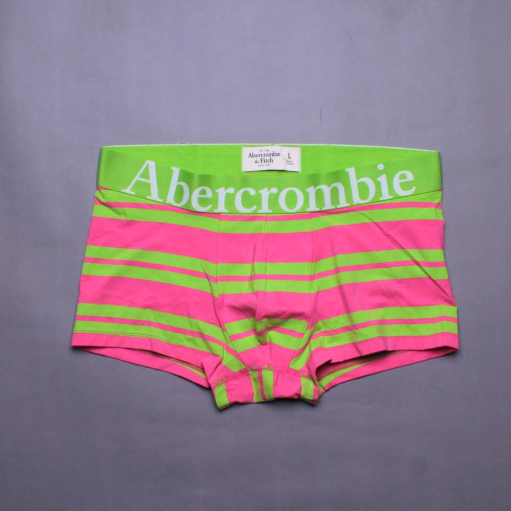 A&F Abercrombie & Fitch 品味時尚條紋平口褲(綠/粉紅)