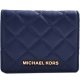 MICHAEL KORS Jet Set Travel 金LOGO菱格紋羊皮釦式短夾-深藍 product thumbnail 1