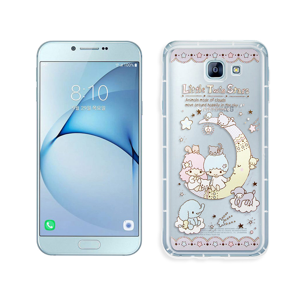 三麗鷗授權正版 雙子星 Samsung A8 (2016) 透明空壓防震殼(月亮)