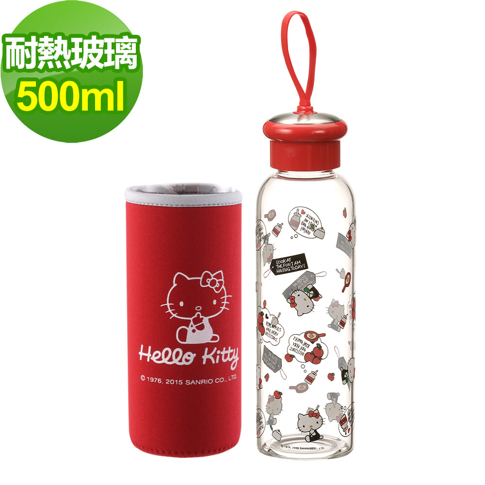 HELLO KITTY 耐熱玻璃水瓶-500ml