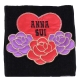 ANNA SUI 優美玫瑰愛心字母刺繡圖騰機能方巾袋(黑) product thumbnail 1