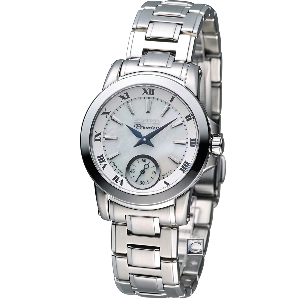 SEIKO Premier 精工 經典小秒針仕女腕錶腕錶(SRKZ69J1)-銀/31.5mm