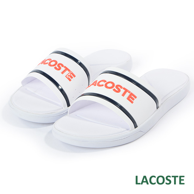 LACOSTE 女用拖鞋-白/橘