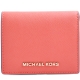 MICHAEL KORS Jet Set Travel金LOGO防刮皮革釦式短夾-葡萄柚粉 product thumbnail 1