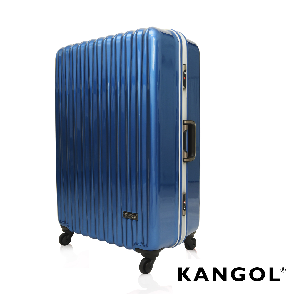 福利品 KANGOL 光雕冰錐系列 輕量PC鏡面鋁框旅行箱28吋-冰湛藍