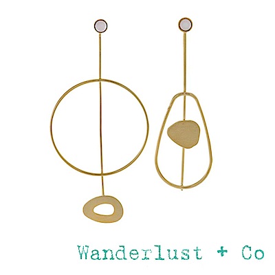 Wanderlust+Co 金色線條圓形色塊耳環 米羅超現實風格耳環 CIRRUS
