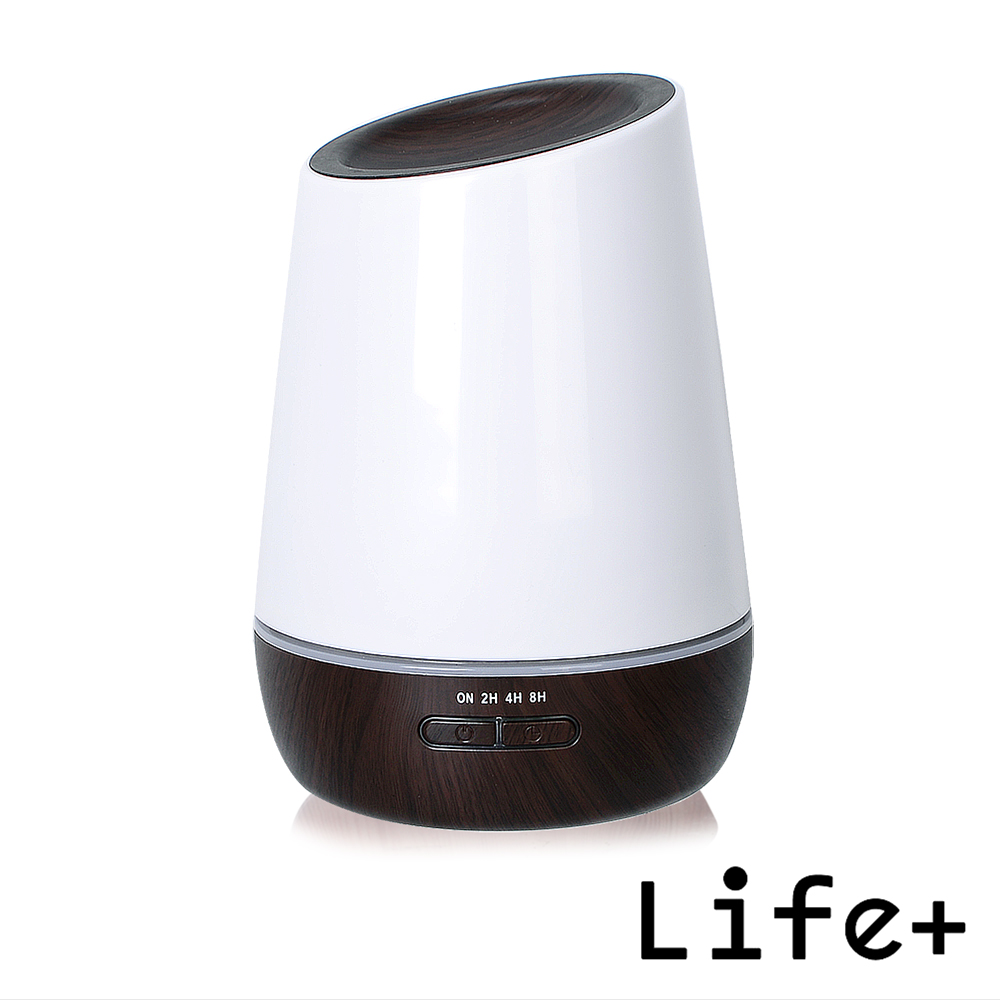 Life Plus 超聲波可定時香氛水氧機/加濕器_大斜面 (白/深木紋)