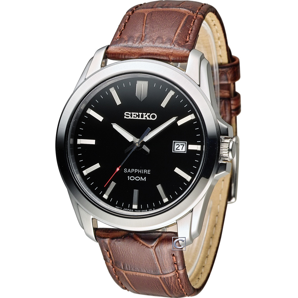 SEIKO 精工 百米防水紳士錶(7N42-0GD0C)咖啡/41mm