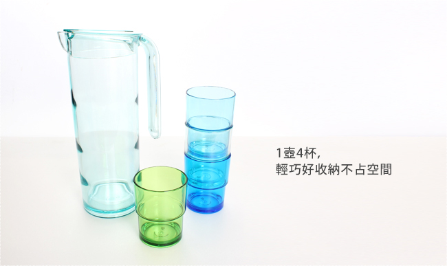 LOVEL時尚餐廚系列-冰晶冷水壺杯5件組(1.6L)