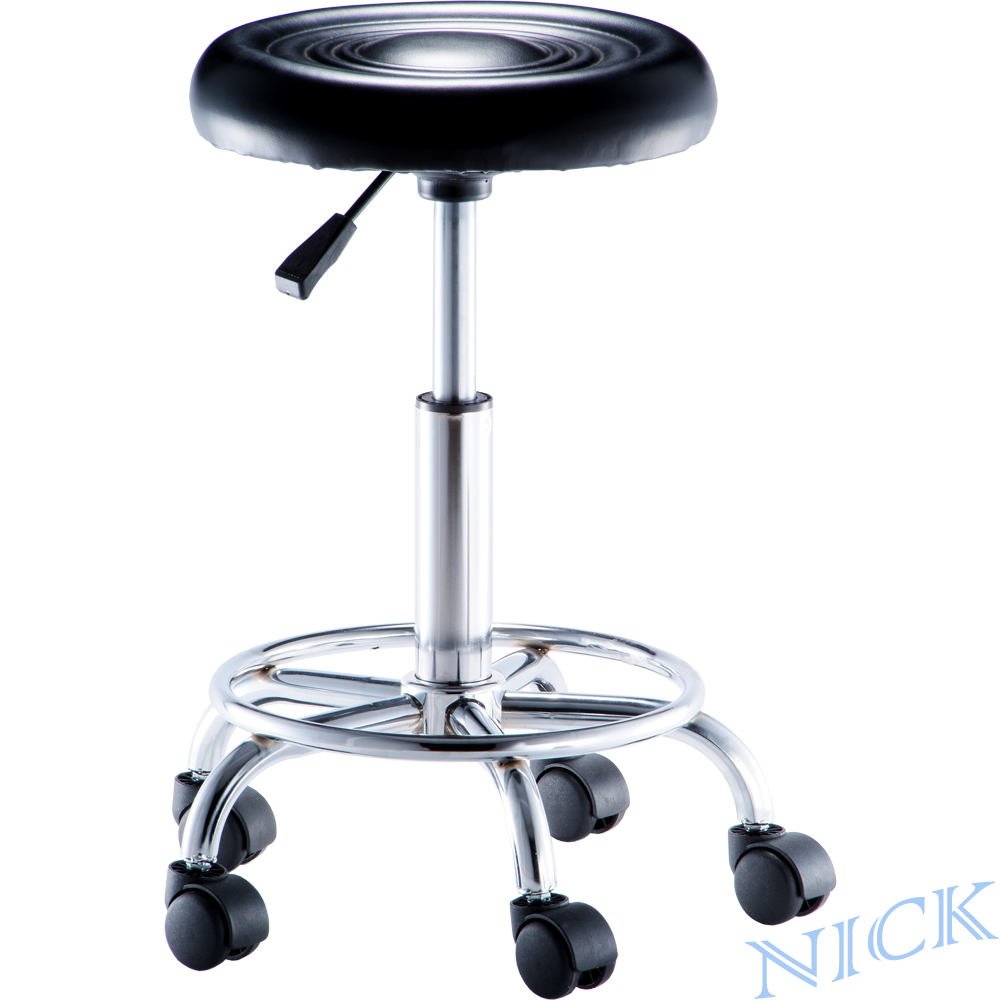 NICK 圓型電鍍腳吧檯椅(活動輪) / 三色
