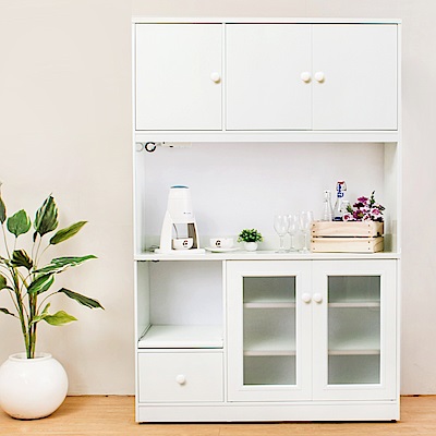 Birdie南亞塑鋼-4.2尺五門單抽塑鋼電器櫃(白色)-126x41x190cm