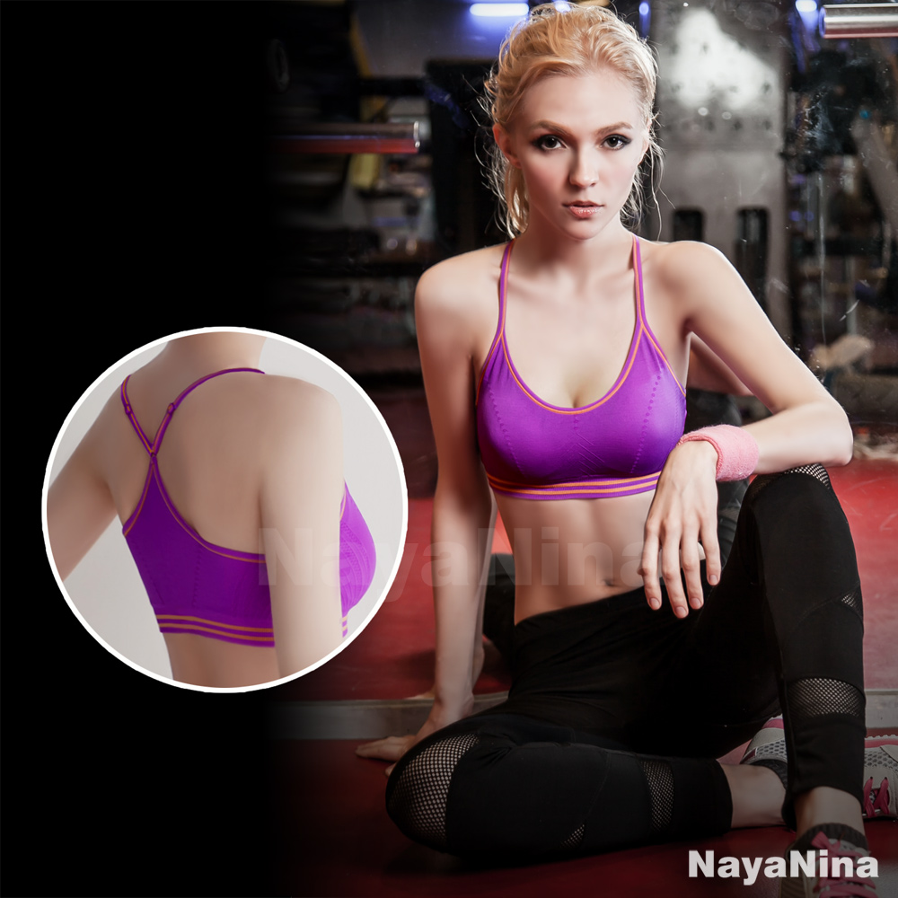 運動內衣 輕運動Y字美背運動內衣S-XL(紫)Naya Nina