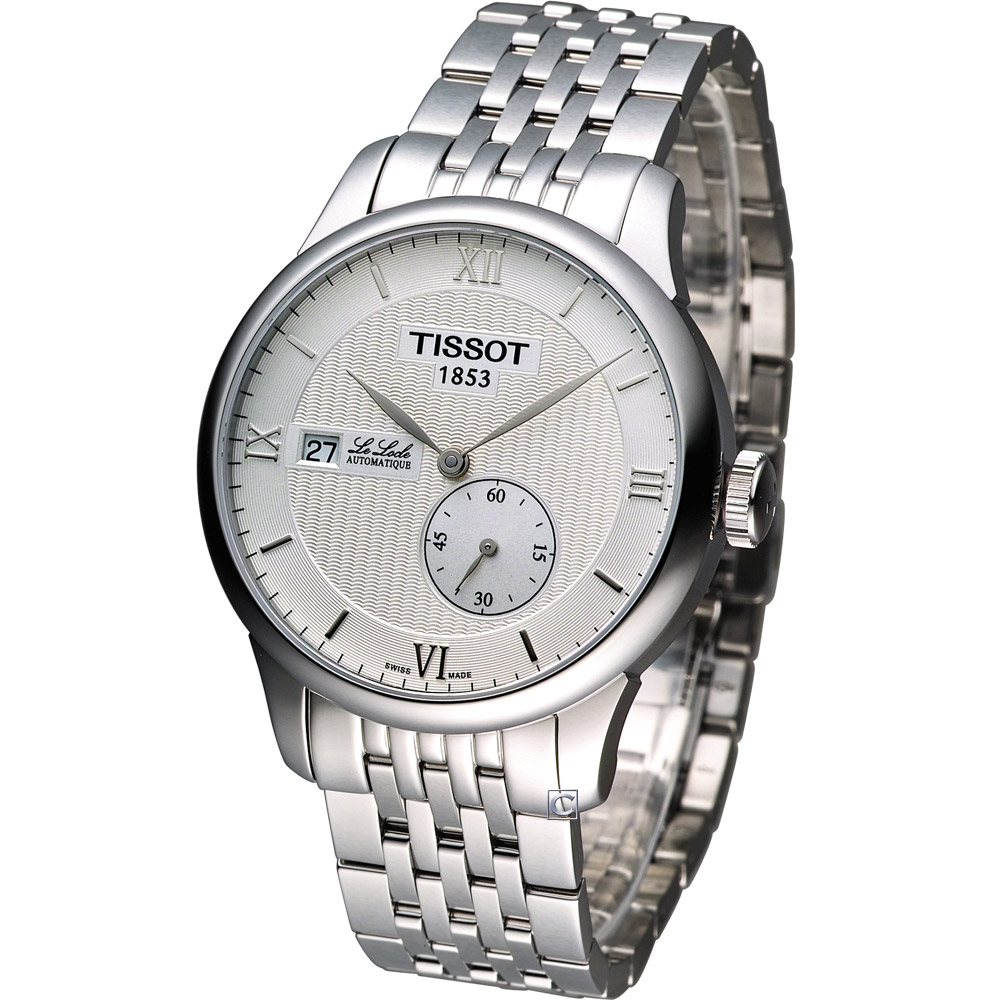 TISSOT Le Locle 立洛克小秒針機械腕錶-銀/39mm