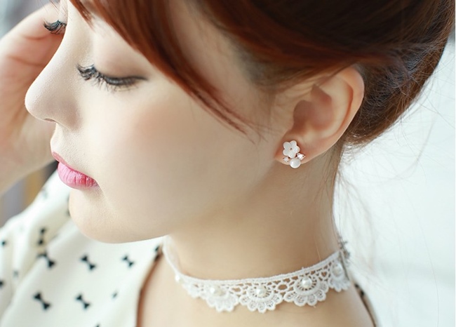 梨花HaNA 韓國925銀質感優雅氛圍清新花朵耳環