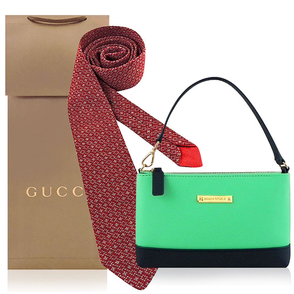GUCCI 紅色領帶+BANANA REPUBLIC 綠色手提包