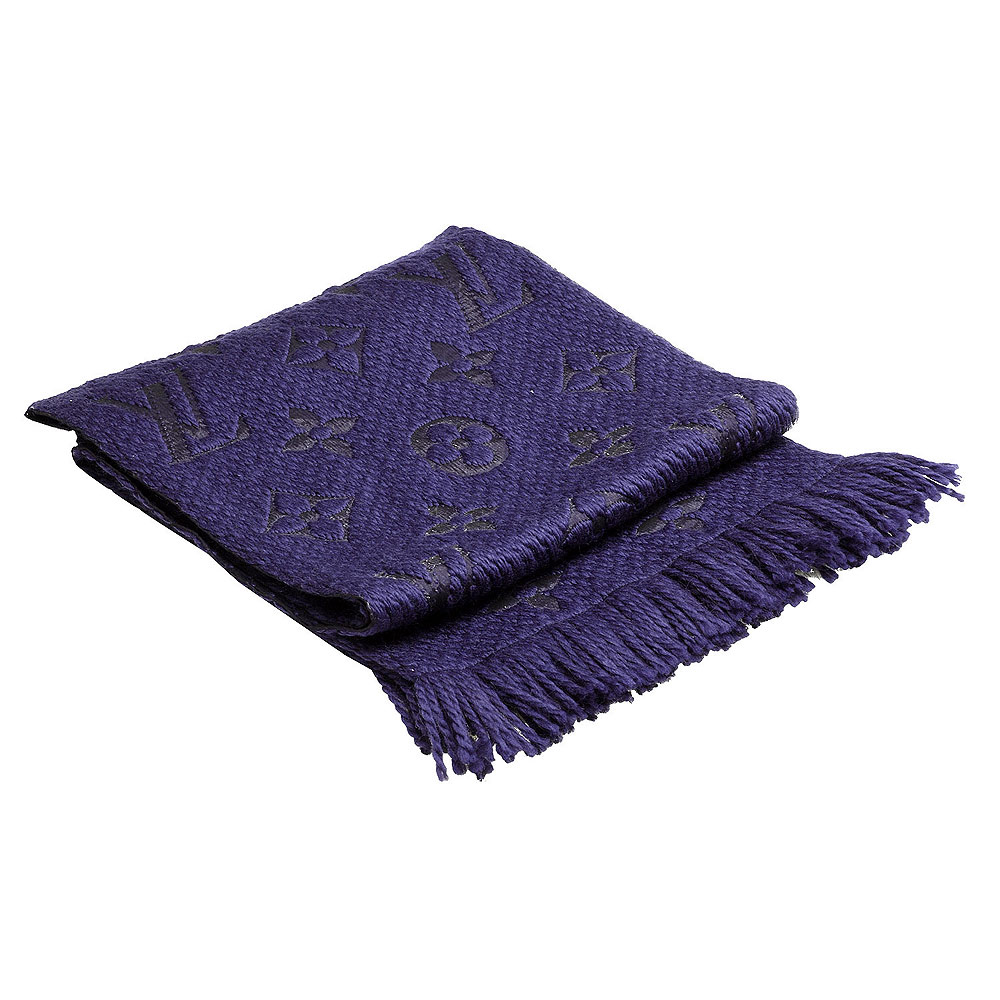 LV M75703 Monogram LOGO MANIA 羊毛針織圍巾(紫羅蘭色)