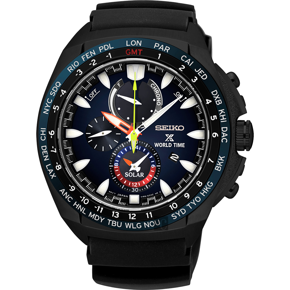 SEIKO 精工 Prospex 海世界計時腕錶(SSC551P1)-黑/44mm