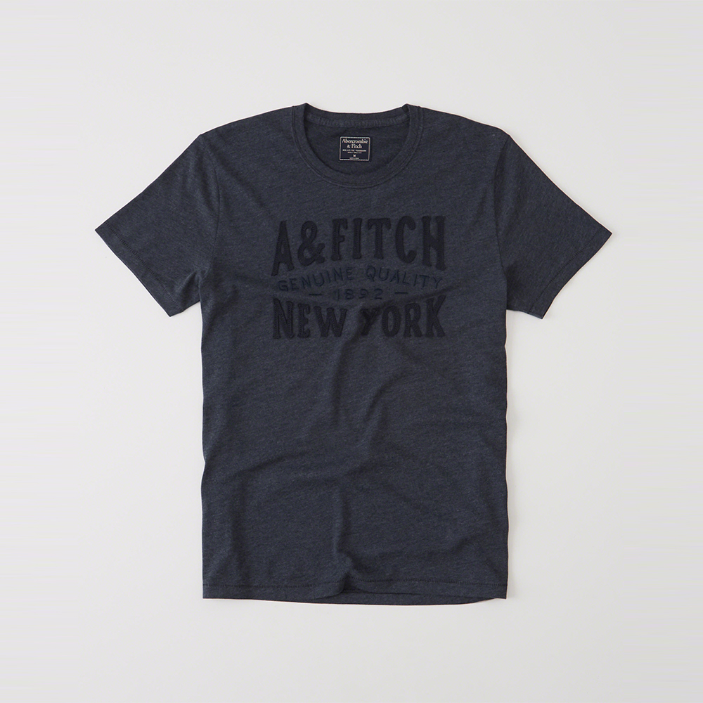 A&F 經典文字設計短袖T恤-深藍色 AF Abercrombie