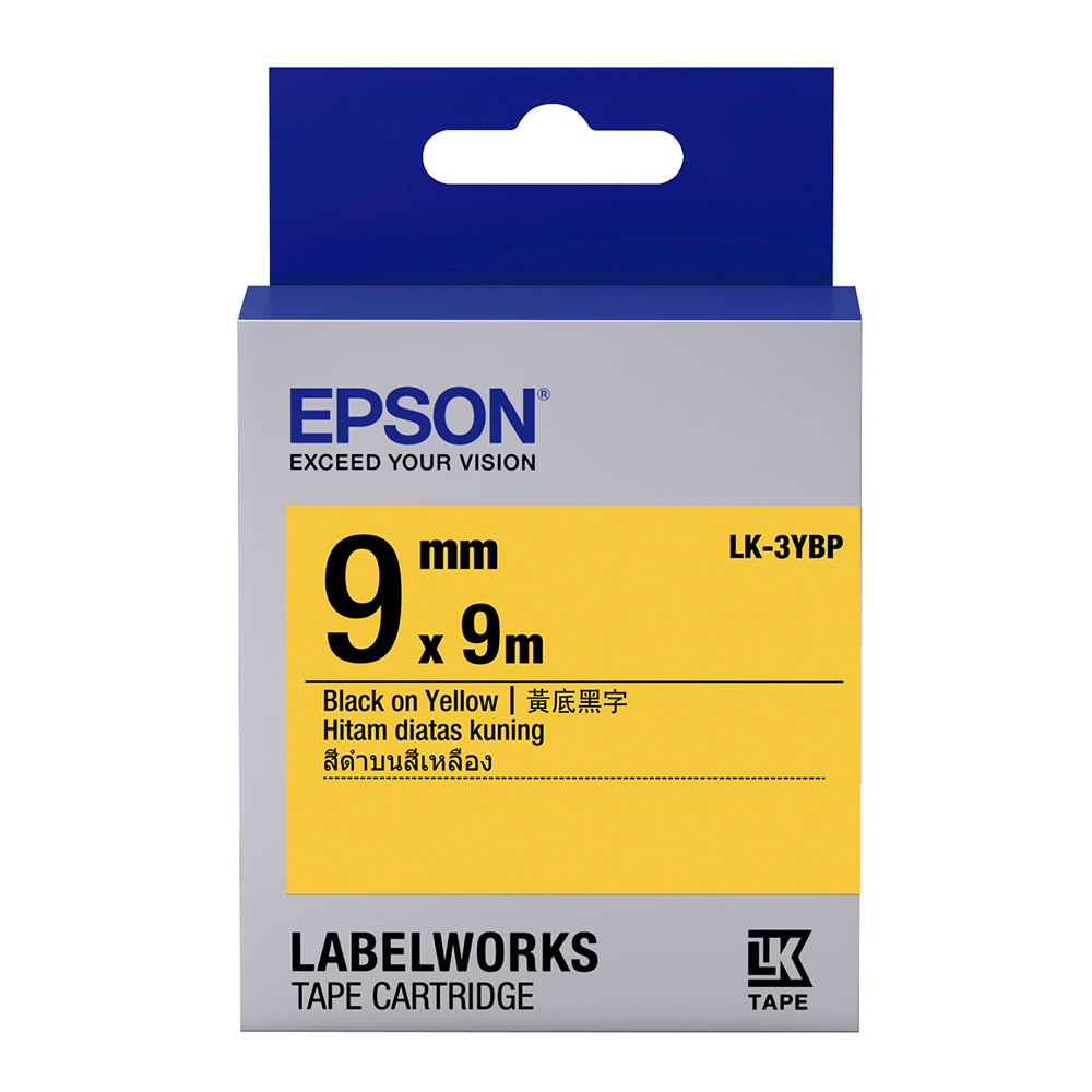 EPSON C53S653404 LK-3YBP粉彩系列黃底黑字標籤帶(寬度9mm)