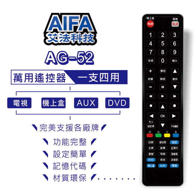 AIFA AG-52 4合1萬用型遙控器