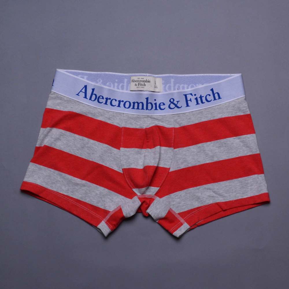 A&F Abercrombie & Fitch 品味時尚條紋平口褲(紅/灰)