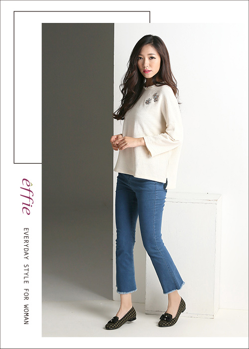 effie 都會舒適 全真皮豔彩格紋拼接珍珠蝴蝶低跟鞋橄欖綠